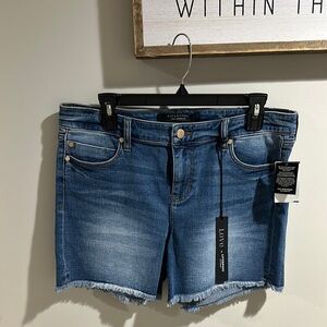 Liverpool Blue Jean Shorts with Frayed Hem